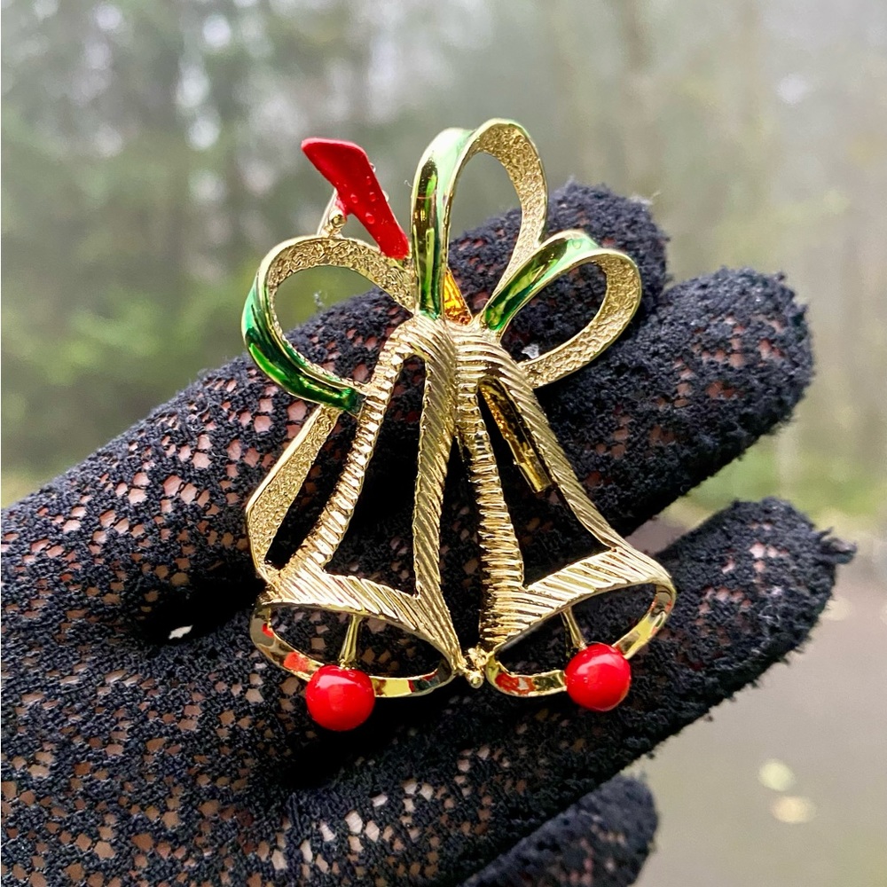 Christmas Bell Brooch Holiday Fashion
